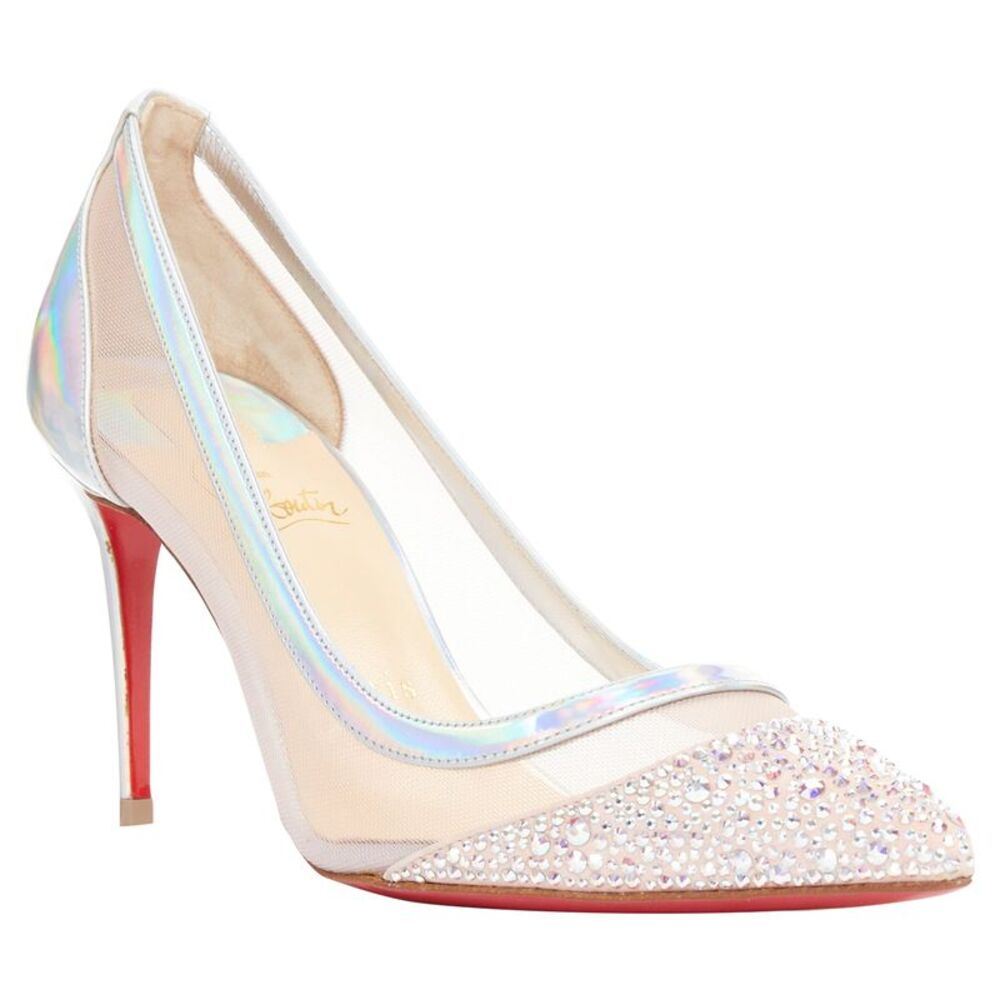 CHRISTIAN LOUBOUTIN Galavati Strass silver iridescent mesh crystal heels EU36.5 - Picture 3 of 10
